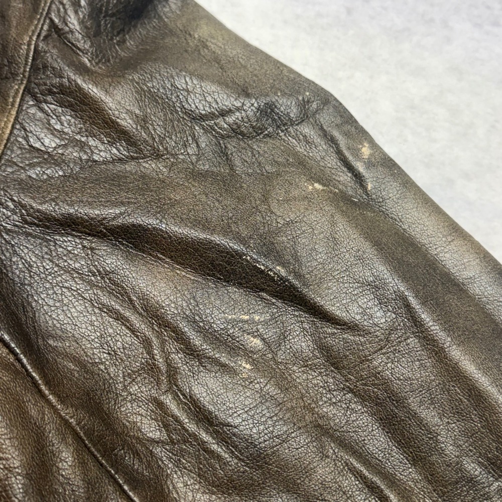 VTG LL Bean A2 Flight Jacket Mens Size L Brown Distressed Leather Bomber Jacket - Picture 2 of 11